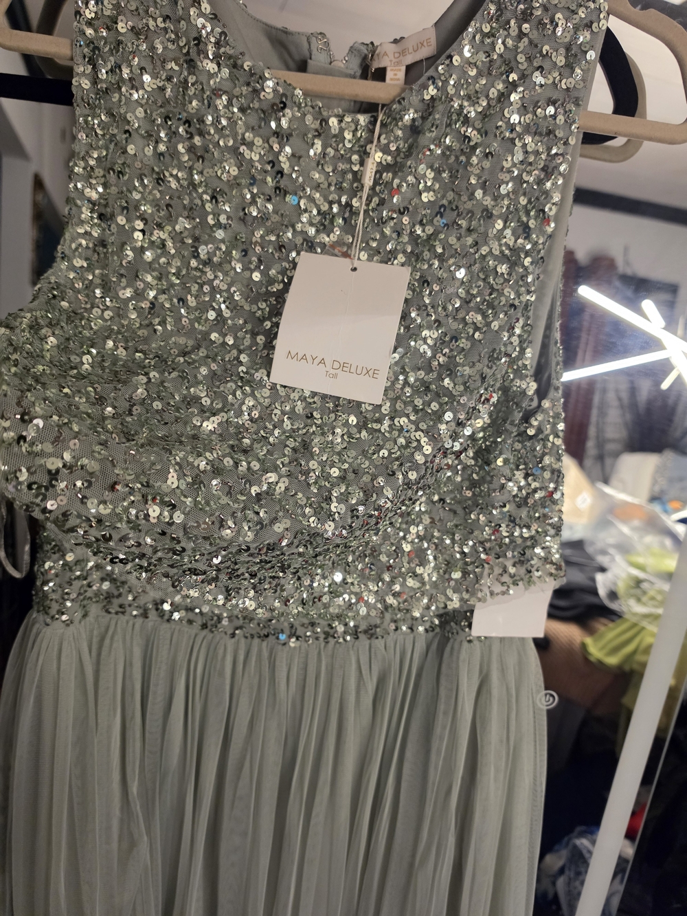 Maya Deluxe Sequin Tulle Gown in Sage